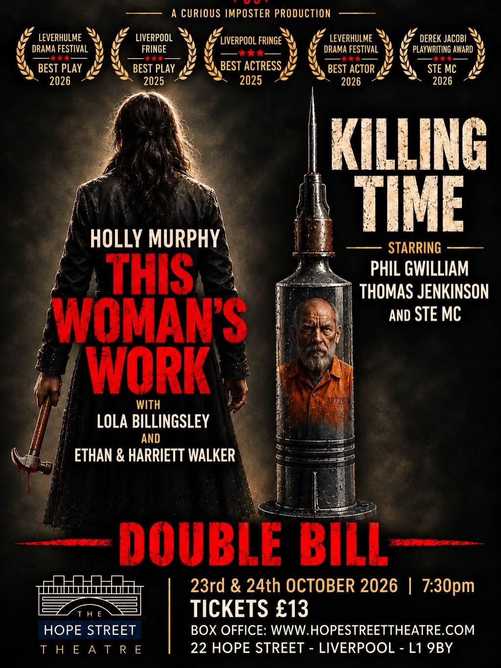 Killing Time and This Woman’s Work double bill at Hope Street Theatre, 23 and 24 October 2026
